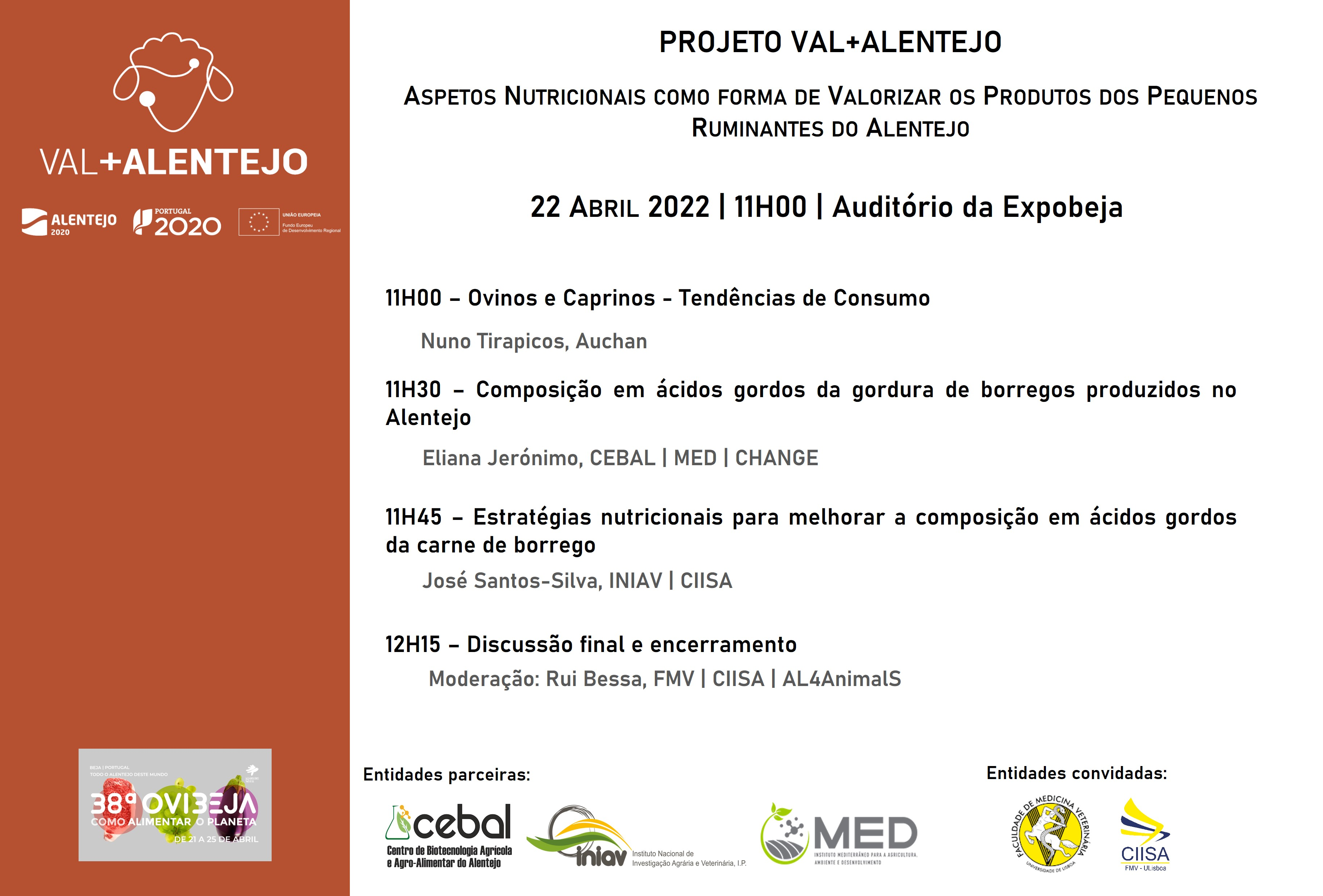 Convite | Seminário | Projeto Val+Alentejo - Aspetos Nutricionais como forma de Valorizar os Produtos dos Pequenos Ruminantes do Alentejo